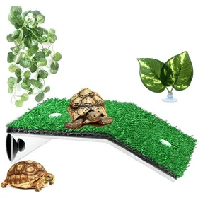 Meilleurs prix pour Tortue Plateforme, Plate-Forme Flottante de Gazon Artificiel de Rampe Reptile, Animaux Semi Aquatiques Habitat Basking Escalade