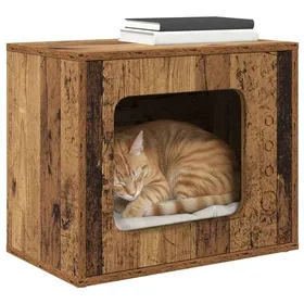 Meilleurs prix pour Elégant Maison pour chat contemporain - niche pour chat Bois ancien 51 x 30 x 42cm Bois dingénierie &0_2846540