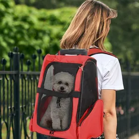 Meilleurs prix pour 2 en 1 trolley chariot sac à dos sac de transport à roulettes pour chien chat