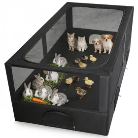 Meilleurs prix pour Parc pour animaux pliable 162 × 80 × 81 cm enclos intérieur/extérieur imperméable grand format : Cage pour chiots chatons