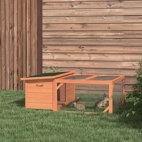 Meilleurs prix pour Plaque épaissiePawhut écurie pour petits animaux écurie pour lapins nains 1255x100x49cm avec toit en asphalte ouvert en sapin oran