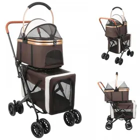 Comparer les prix de MIPAN.Poussette Pour Chat XXL Double - 97x 58x 46 cm - Poussette Pour Chien De 15 Kg - Poussette Pour Petit Animaux - Marron