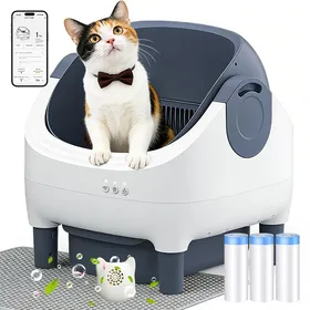 Comparer les prix de Litière Chat AutonettoyanteLitière Automatique à Dessus Ouvert pour avec Capteurs de Sécurité Inclut Sacs à Litière et Tapis Bleu