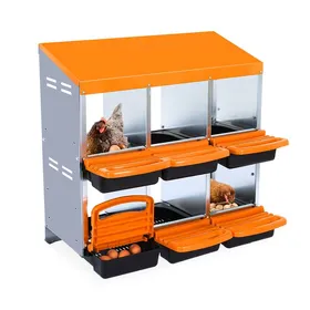 Comparer les prix de Pondoir Poules Pondeuses 6 Compartiments Poulailler en Acier Galvanisé Anti-rouille Pondoir Orange
