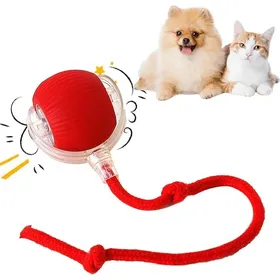 Meilleurs prix pour Balle interactive chat jouet électrique USB rechargeable 3 modes rotation 360° pour chat chien rouge YYV