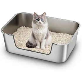 Comparer les prix de Bac litière inox à bords bas pour chat âgé ou blessé métal XXL 60x40x20 cm