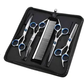 Comparer les prix de Ciseaux de toilettage chien 5-en-1 acier inoxydable coupe précise corps et oreilles bleu et argent