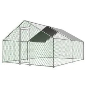 Meilleurs prix pour Enclos extérieur pour poules- Argenté 3x2x2mserrure sécu + bâche PEEnclos extérieur poules/lapins/petits animaux