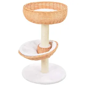 Meilleurs prix pour Arbre à chat - vidaXL - Bois de saule - Griffoir sisal - 2 paniers - Coussin amovible