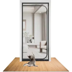 Meilleurs prix pour Porte grillagée,épaisse,pour porte de balcon,avec fermeture éclair,empêche le chat de s'échapper,pour salon,noir,80 x 200 cm