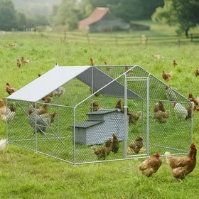 Comparer les prix de Poulailler en plein air - RNCYN - 3x4x2 m - Argent - Métal - Tissu étanche en PE - Serrure de sécurité