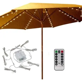 Comparer les prix de Guirlande Solaire Parasol 104 LED Cuivre Télécommande Blanc Chaud Extérieur Jardin Terrasse Étanche PIQUET DATTACHE