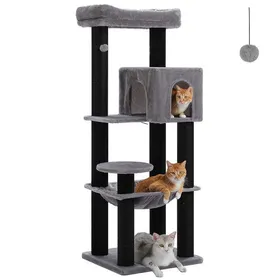 Comparer les prix de PAWZ Road Arbre à chat Design Spacieux Grande Hamac Dur Stable Avec Poteaux de Ø10 cm  - XL Noir - 147 cm