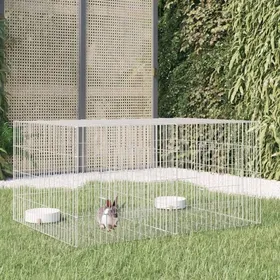 Comparer les prix de Solde 2026Poulailler pratique/parc à lapins Argent - Cage à lapin 2 panneaux 110x79x54cm Fer galvanisé 5.3 Kg 61648631