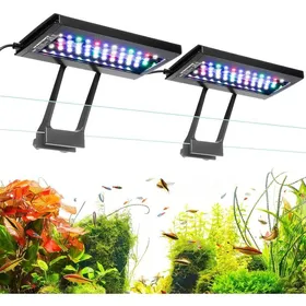 Comparer les prix de Dual Channel Clip On LED Aquarium Lighting 24W Full Spectrum Aquarium Lamp 24/7 Lighting and DIY Mode with 7 Colours