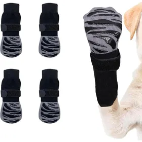 Meilleurs prix pour Chaussons Anti-Dérapants pour Chien Lot de 4 avec Semelle Caoutchouc et Lanières Adjustables - Taille L