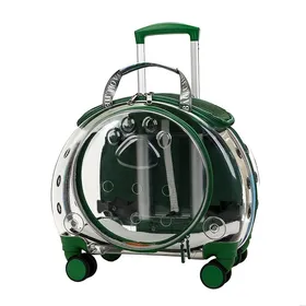 Comparer les prix de Sac de transport à roulettes pour animaux - Fianao - Chat jusquà 5 kg - PC - 43X30X40CM - VERT - transparent confortable