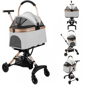 Meilleurs prix pour JEOBEST Poussette pour Animaux avec Fenêtre en Maille Poche de Rangement Poussette pour Chiot/Chat pour Compagnie Voyage Gris