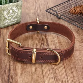Meilleurs prix pour Collier K-9 pour Chien Robuste et Rembourr Rglable en Cuir Vritable Marron Taille XXL 58-73 cm YYV