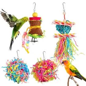 Comparer les prix de Lot De 4 Jouets À Mâcher Pour Petits Perroquets Cage De Fourrage Jouet À Suspendre Pour Petits Oiseaux Perruches