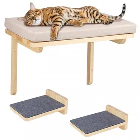 Comparer les prix de JEOBEST Lit pour chat, mur d'escalade pour chat avec 2 planches à gratter, hamac mural pour chat 3 pièces 40*30*30 cm