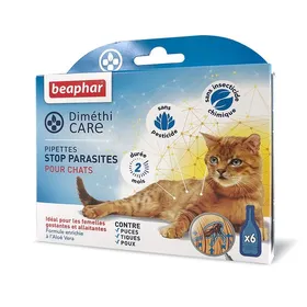 Comparer les prix de BEAPHAR – DIMÉTHICARE – Pipettes Stop parasites pour Chat – Contre puces tiques et poux – 6 pipettes