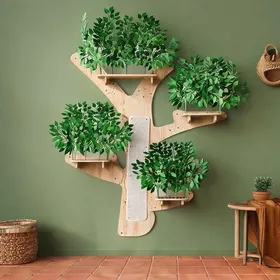 Comparer les prix de Arbre à chat mural en forme d’arbre 155×210 cm design classique green en pin massif avec plateformes et surfaces à griffer