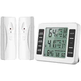 Comparer les prix de (Nouvelle version) Thermomètre de réfrigérateur thermomètre intérieur extérieur sans fil capteur de température avec alarme sono