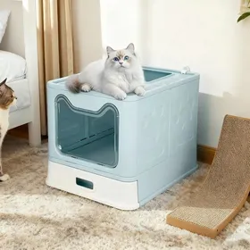 Comparer les prix de BAC À LITIÈRE PLIABLE BASE EN ACIER INOXYDABLE YIYI BLEU 51 X 41 X 38 CM