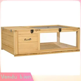 Meilleurs prix pour LIA Maison enclos cage habitat pour petit animal tortues avec 2 espaces 91 x 605 x 32 cm bois massif jaune clair
