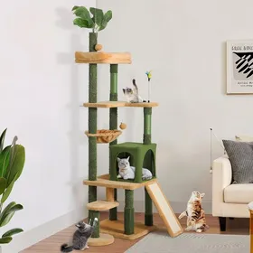 Comparer les prix de Grand Arbre À Chat Avec Feuilles Pour Chats DIntérieur Tour À Chat Avec Brosse DAuto-Toilettage Condo Pour Chat Perchoir Su
