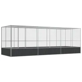 Comparer les prix de Volière cage à oiseaux avec extension argenté 625 x 207 x 212 cm acier Argent 02_0045659