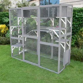 Meilleurs prix pour Catio Équipé Chat Avec Globe De Détente Transparent 189x74x176cm - Katventure