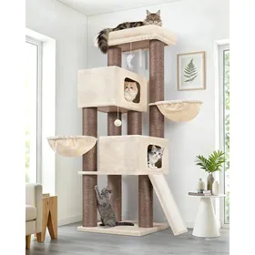 Meilleurs prix pour Arbre à chat XXL Globlazer 170 cm 2 niches spacieuses plateforme rembourrée rampe sisal stable pour gros chats comme Maine Coon
