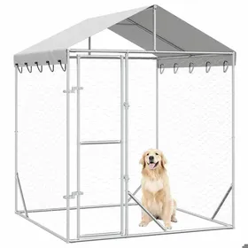Comparer les prix de Meuble Déco - Niche/enclos pour chiens - CHICArgent Chenil dextérieur pour chiens - avec toit argenté 2x2x25 m luf3113407