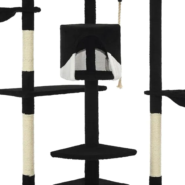 vidaXL Arbre à chat avec griffoirs en sisal 203 cm Noir et Blanc