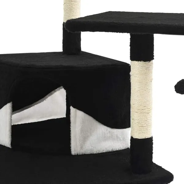 vidaXL Arbre à chat avec griffoirs en sisal 203 cm Noir et Blanc