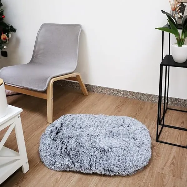 Couchage - Bobby Coussin Oval poilu Gris - 55 x 45 x 8 cm