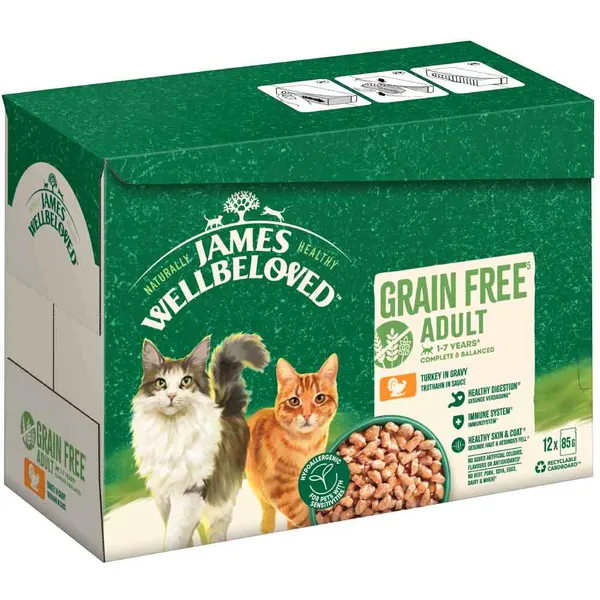 James Wellbeloved Adult sans céréales dinde pour chat - 48 x 85 g