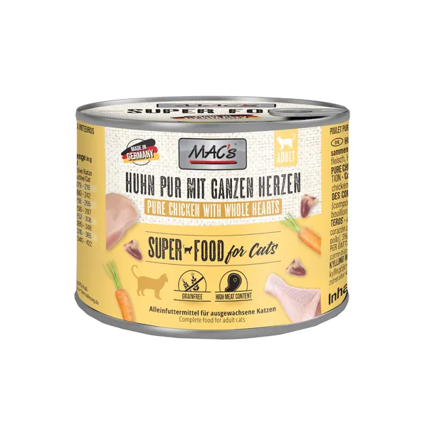 MAC's pur poulet, cœurs de volaille entiers - Pâtée pour chat