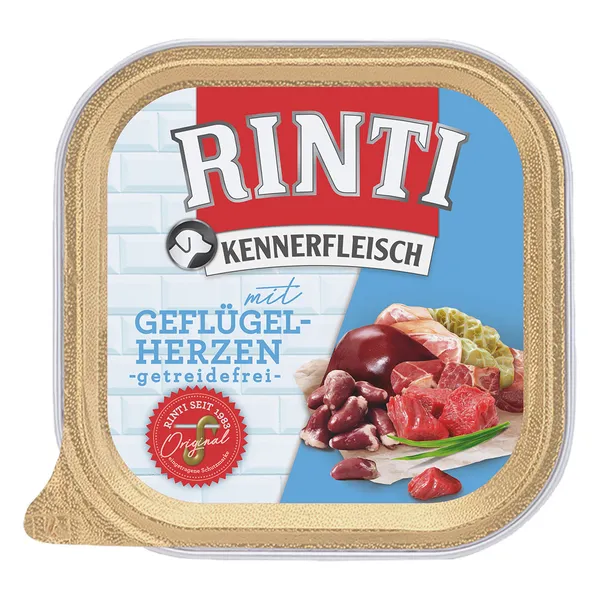 300g RINTI viande de connaisseur cœurs de volaille nourriture pour chien humide