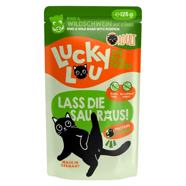 125g Lucky Lou Adult bœuf & sanglier nourriture pour chat humide