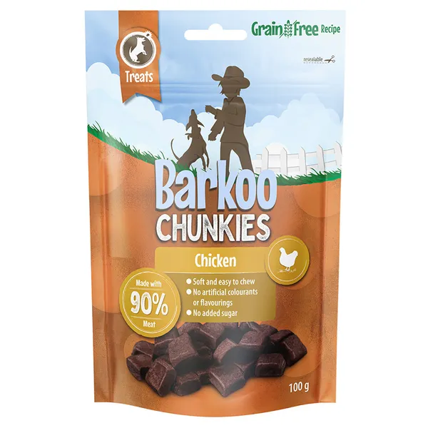Barkoo Chunkies Meat Cubes 100 g pour chien - poulet (3 x 100 g)