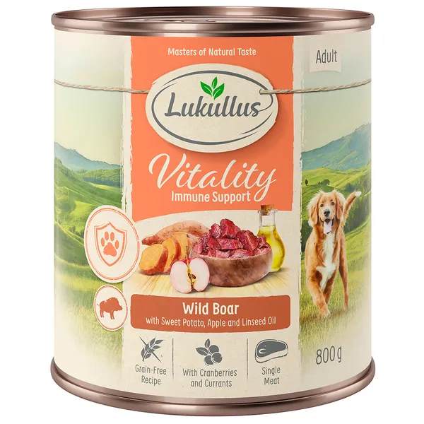 Lukullus Vitality Système immunitaire sanglier pour chien (sans céréales) - 6 x 800 g