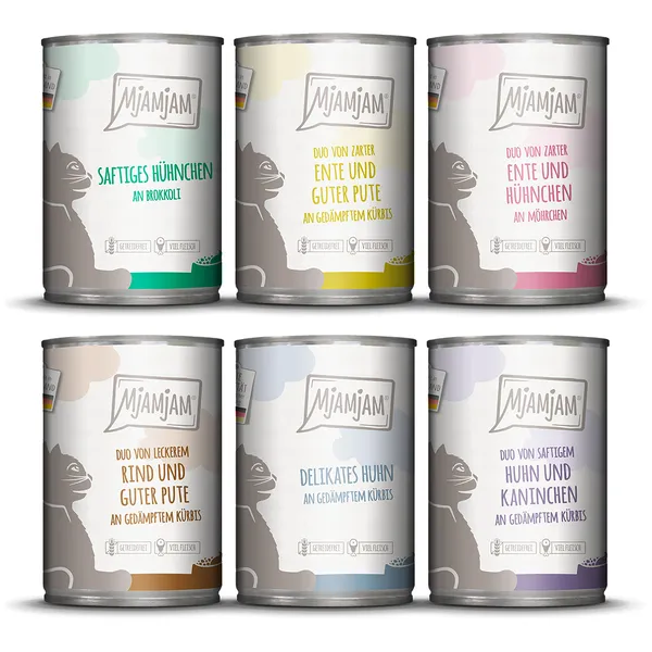 Paquet économique : 24x400g Mixpack MjAMjAM Mix 2 (6 sortes) nourriture pour chat humide