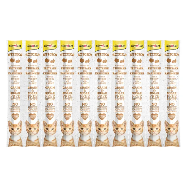 GimCat Sticks Bâtonnets - dinde, lapin (10 friandises)