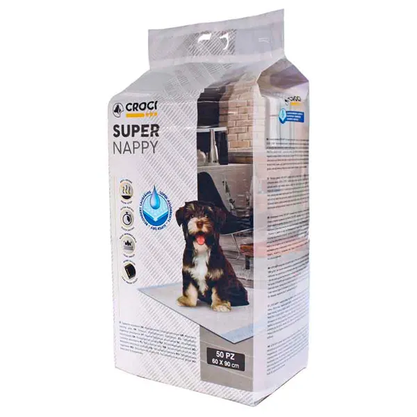 Hygiène Chien - Tapis d'apprentissage Croci Super Nappy - 90 x 60 cm - Lot de 50