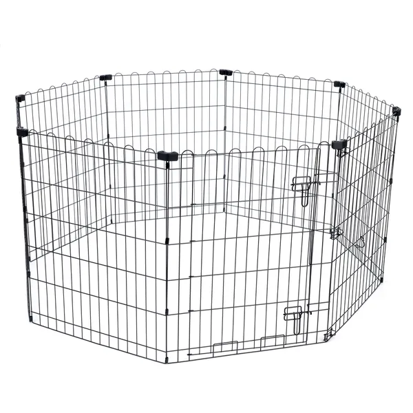 Enclos en métal pour chiot TIAKI – taille M : 8 panneaux de l 61 x H 76 cm