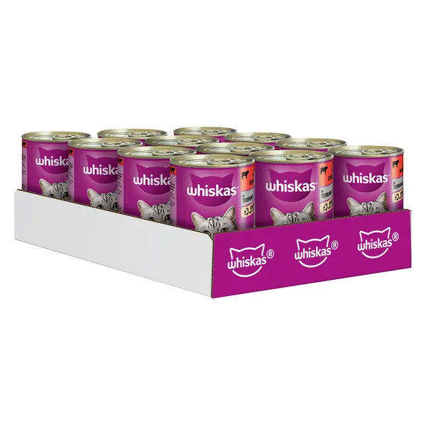 Whiskas Adult 1+ 12 x 400 g - terrine de boeuf