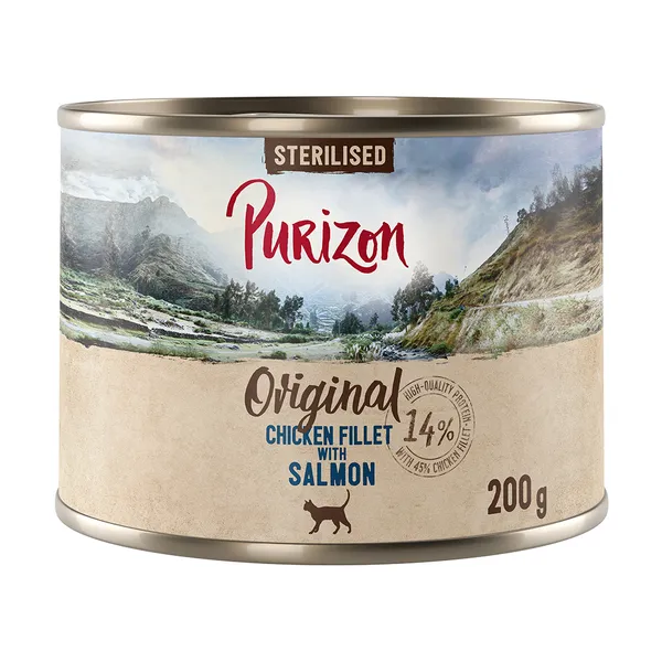 Purizon Adult Sterilised 6 x 200 g pour chat - sans céréales - filet de poulet, saumon